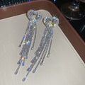 Heart Crystal Chain Tassel Drop Stud Earrings Fashion Jewelry view 7