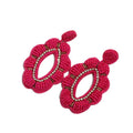 Bohemian Beaded Flower Drop Earrings With Rhinestone Trim view 5