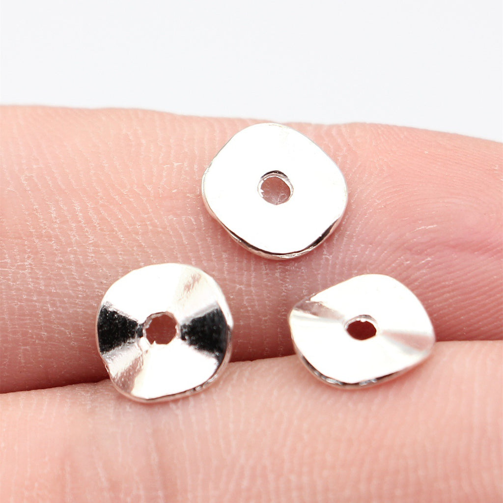9.5x9.5x1.3mm 0.32g Multicolor Zinc Alloy Wavy Irregular Round Disc Spacer Beads for DIY Jewelry Making