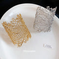 Wide Openwork Leaf Skeleton Metal Cuff Bracelets Gold Silver view 2