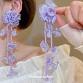 Chiffon Flower Vine Long Drop Earrings In Four Soft Colors view 3