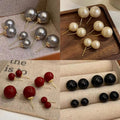 Round Pearl Look Stud Earrings in 26 Color and Size Options view 3