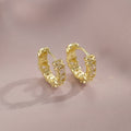 Gold X Cross Clear Stone Huggie Hoop Earrings Alloy view 5