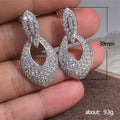 Silver Tone Pave Teardrop Hollow Drop Earrings Pair view 5