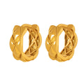 Quilted Geometric Huggie Hoop Earrings Gold Steel Tone view 5