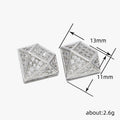 White Gold Geometric Square Pave Stud Earrings Alloy view 5