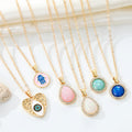 Gold Tone Hamsa and Heart Evil Eye Pendant Necklaces in Three Designs view 5