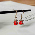 Red Rose Enamel Drop Earrings with Stainless Steel Ear Wires view 3