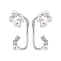 Silver Tone Leaf And Pearl Ear Cuffs With Polished Metal Details view 5