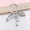 Stethoscope and Syringe Charm Keychains Featuring Silver Heart Across 16 Variations view 3