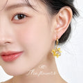 Gold Tone Yellow Resin And Clear Glass Cluster Hook Earrings view 2