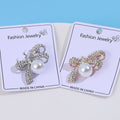Crystal Ribbon Bow Brooch With Large White Pearl Drop view 4