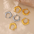 Bamboo Texture U Hoop Earrings Titanium Steel Geometric Pair view 4