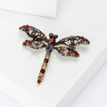 Antique Gold Filigree Dragonfly Brooch Rhinestone Wing Pin view 5