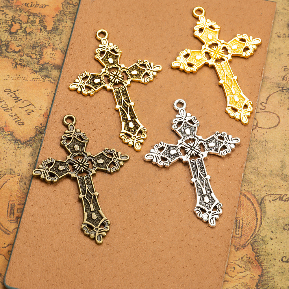 56x38mm Vintage Zinc Alloy Cross Charm Pendant