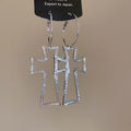 Open Cross Hoop Earrings in Gold and Silver with Polished Metal Details view 7