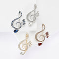 Crystal Treble Clef Music Note Brooch Four Color Styles view 1