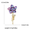 Faceted Rose Brooch With Faceted Crystals And Polished Metal Details view 7