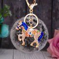 Crystal Horse Keychains with Faux Fur Pompoms in Twenty Two Options view 9