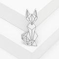 Geometric Fox Metal Brooch in Detailed Metal and Crystal Design view 6