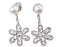 Pearl Look Top Clear Five Petal Flower Dangle Earrings view 5