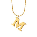 Letter M Pendant Necklace Fine Square Link Chain Gold Or Steel view 5