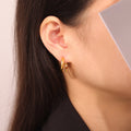 C-Shape Twisted Hoop Stud Earrings Gold Steel Finish view 4