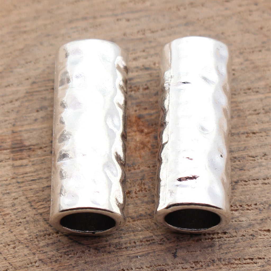 24x9.6x9.6mm 4.7g Multicolor Zinc Alloy Hammered Long Tube Spacer Beads for Dreadlock Jewelry Making