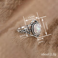 Opalescent Oval Floral Filigree Ring In Antiqued Silver Tone view 4