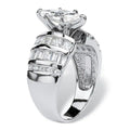 Marquise Clear Solitaire Baguette-Side Wide Ring In Silver Tone view 2
