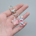 Iridescent Transparent Bunny and Star Clip Keychains in Five Colors view 7
