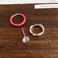 Enamel Huggie Crystal Stud Twisted Hoop Earring Sets view 6