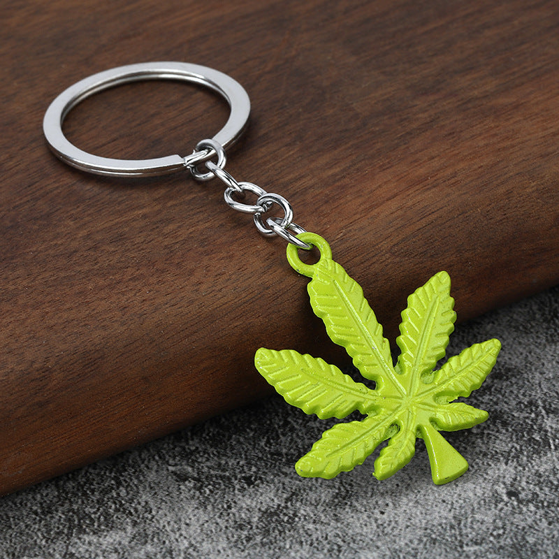 Simple Maple Leaf Metal Keychain Decorative Bag Charm Pendant