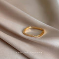 Gold-Tone Square Geometric Ring Single Accent Stone view 2