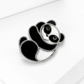 Black and White Panda Brooch with Crystal Border for Jackets and Scarves view 3