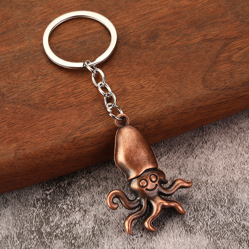 Octopus Shape Metal Keychain Creative Bag Charm and Key Pendant