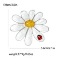 Daisy Ladybug Brooch Silver or Gold Tone White Enamel Pin view 6