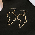 Africa Map Outline Long Hook Earrings in Gold and Silver view 3