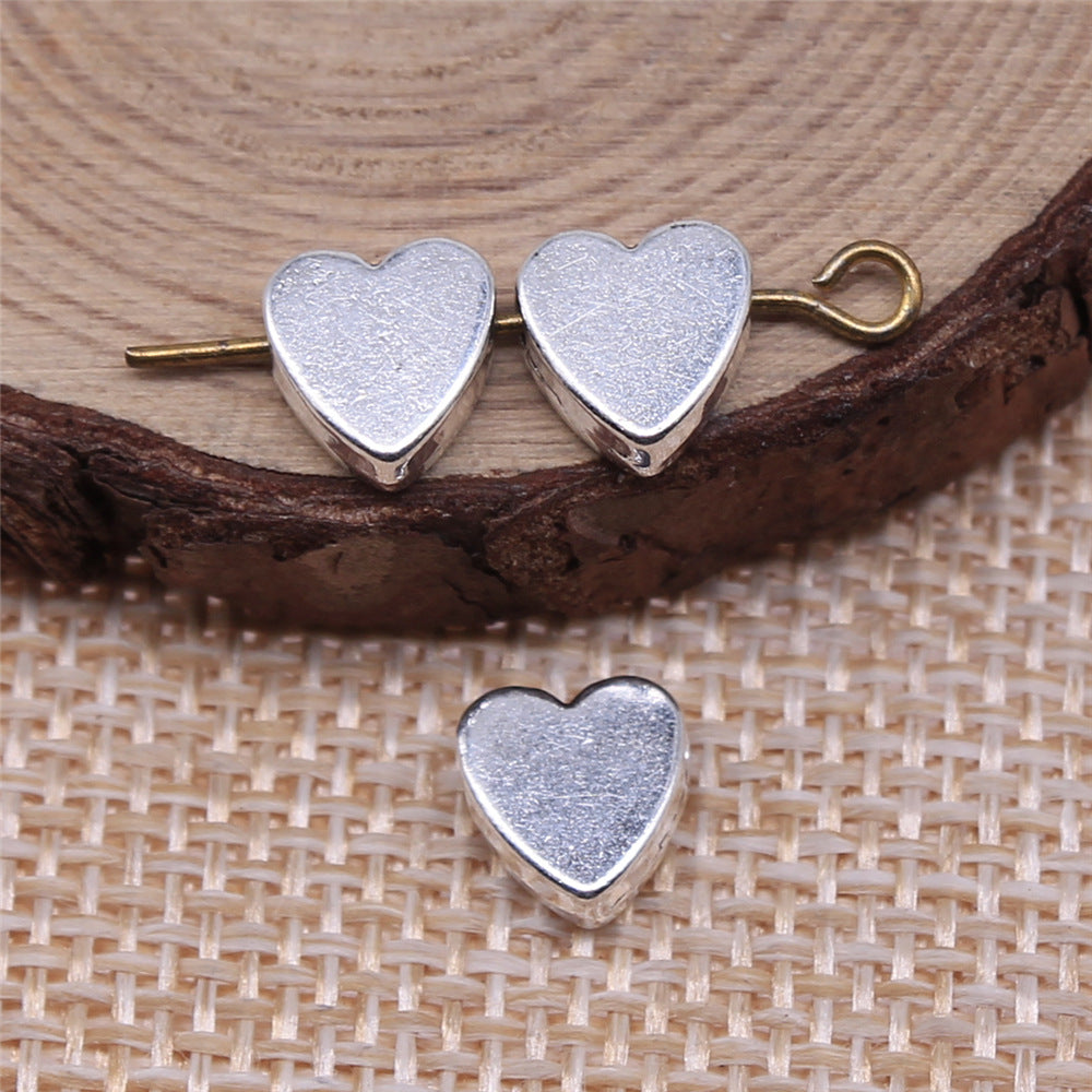 8x8x1.6mm 0.7g Antique Silver Zinc Alloy Heart Loose Metal Beads for DIY Bracelet Necklace Making