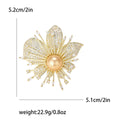 Gold Tone Pearl Center Orchid Brooch Pave Crystal Pin view 6