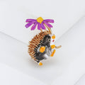 Running Hedgehog Enamel Brooch Holding a Flower in Four Colors view 9