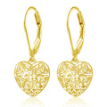 Celtic Knot Open Heart Drop Earrings In Gold And Silver Tones view 2