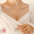 Gold Double Layer Square and Bar Geometric Necklace view 4