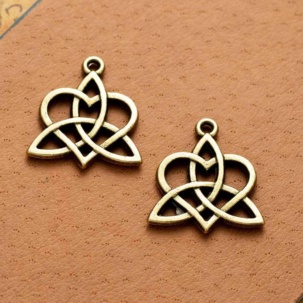 Vintage Celtic Knot Heart Openwork Pendant 24x22mm