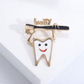 Smiling Tooth and Toothbrush Enamel Brooch in Five Styles view 6