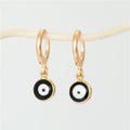 Round Evil Eye Huggie Drop Earrings in Fourteen Color Finishes view 7