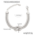 Gold Steel Knotted Double Snake Chain Necklace Bracelet Set view 8
