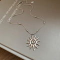 Openwork Sun Pendant Necklace In Two Metal Tones Jewelry Design view 7
