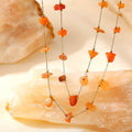 Gold Chain Orange Natural Stone Chip Necklace And Bracelet view 2