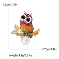 Enamel Owl Brooch with Pearl Drop in Two Colorways view 7
